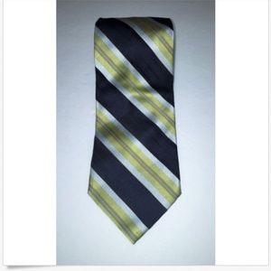 Calvin Klein Neck Tie 100% Silk Blk Yellow Stippes